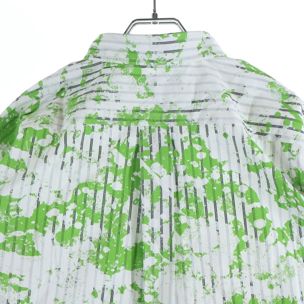 COMME des GARCONS HOMME DEUX(コムデギャルソン オムドゥ) 24AW AD2024 ペイント デザイン ストライプ 長袖 シャツ グリーン DN-B055