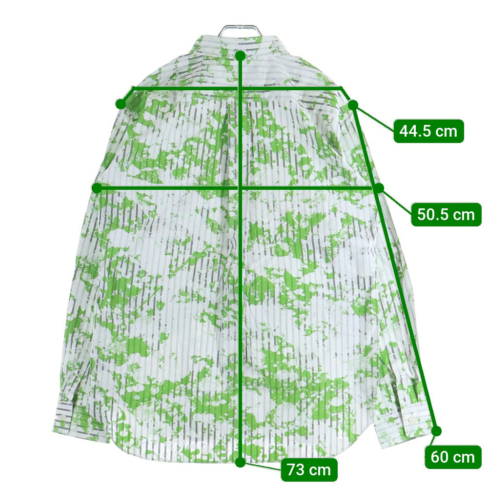 COMME des GARCONS HOMME DEUX(コムデギャルソン オムドゥ) 24AW AD2024 ペイント デザイン ストライプ 長袖 シャツ グリーン DN-B055