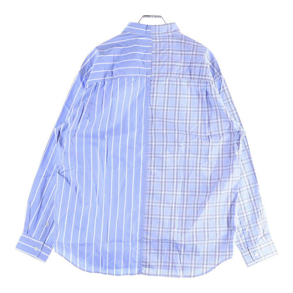 COMME des GARCONS HOMME(コムデギャルソンオム) 26SS AD2025 パッチワーク ストライプ 長袖 シャツ ブルー HP‐B004