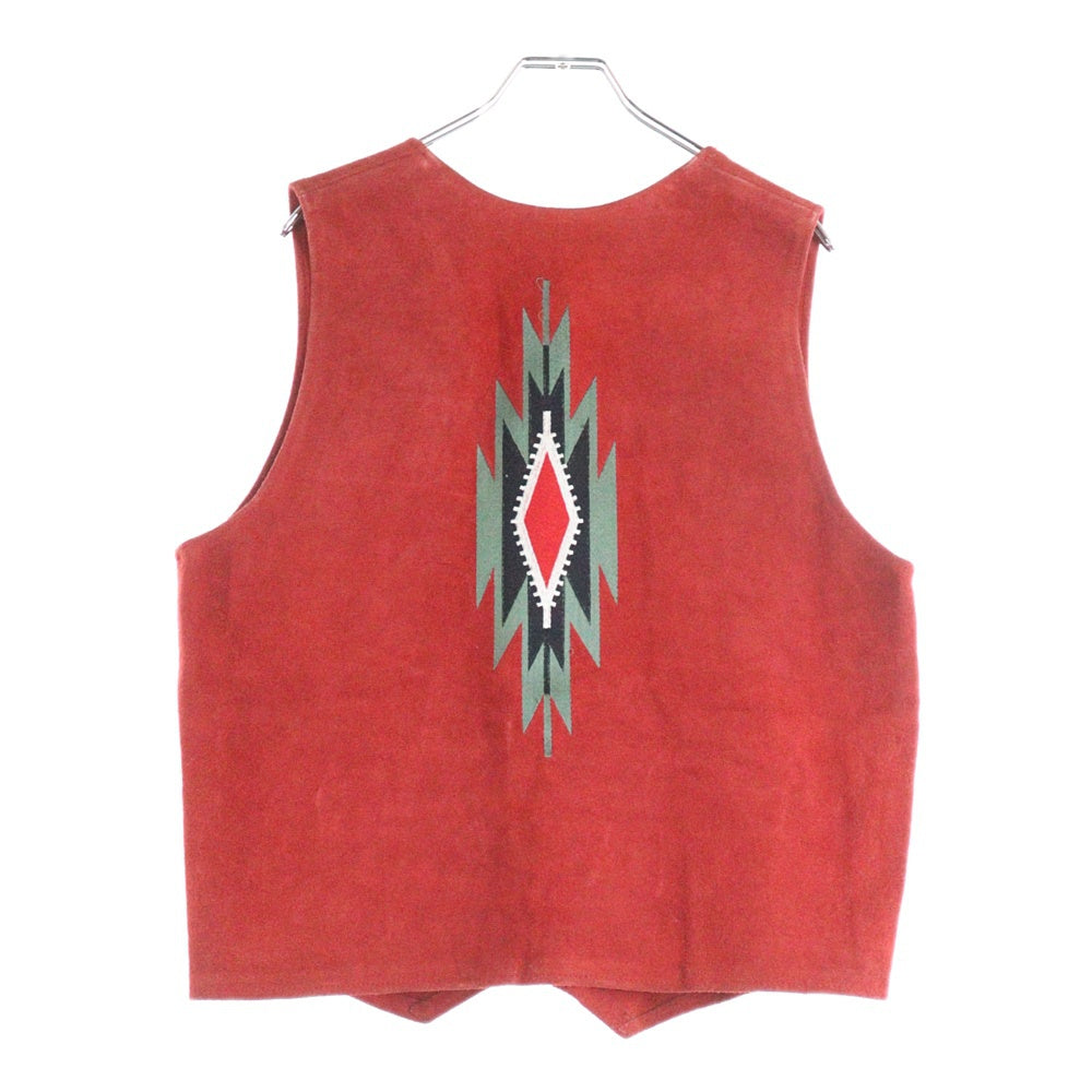 VINTAGE(ヴィンテージ) DE MODE デ モード チマヨ刺繍 スエードベスト レッド