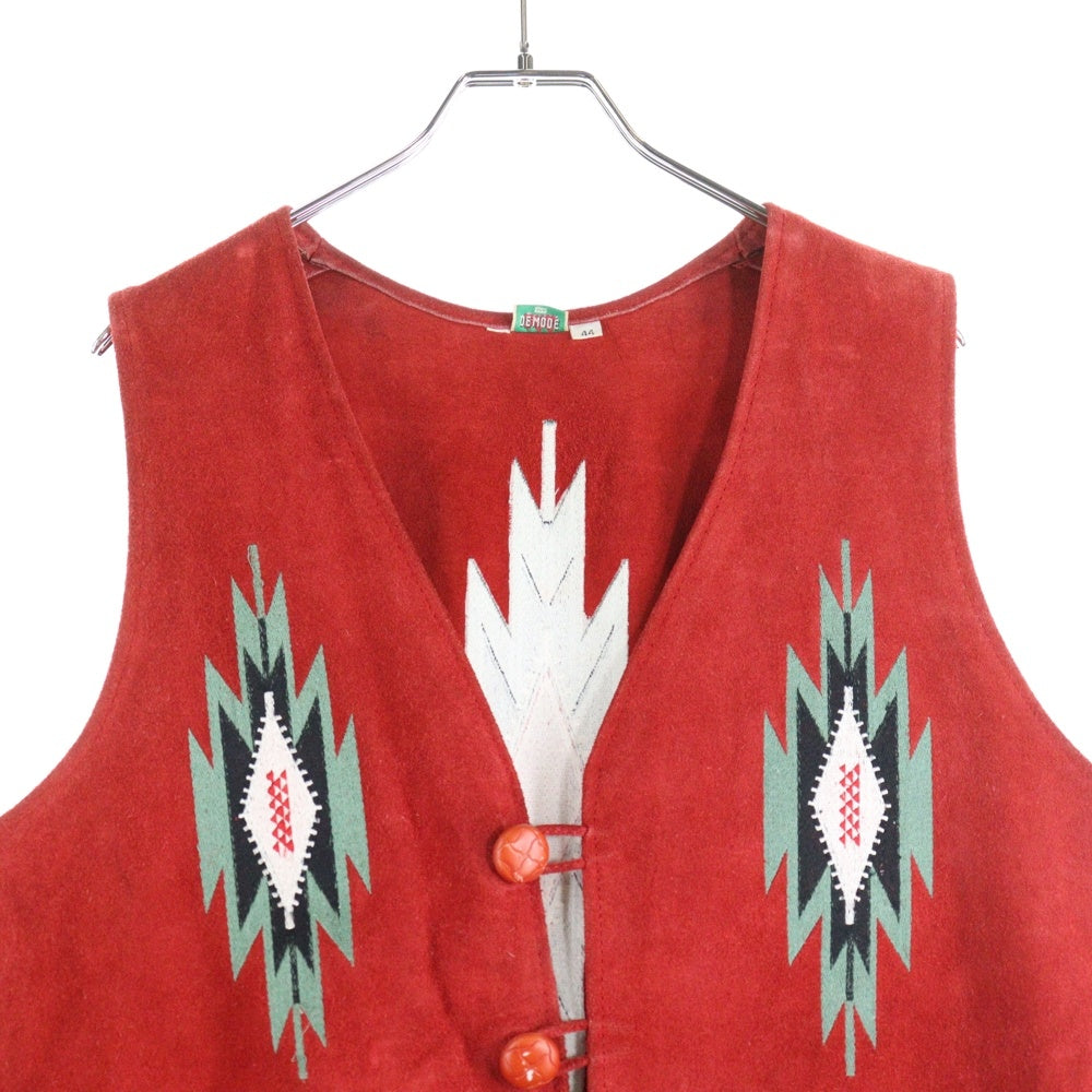 VINTAGE(ヴィンテージ) DE MODE デ モード チマヨ刺繍 スエードベスト レッド