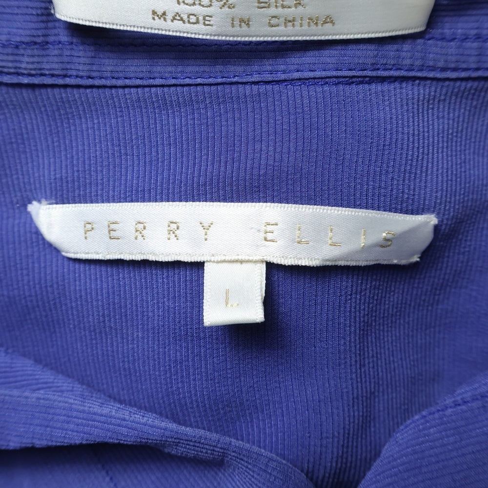 NO BRAND(ノーブランド) PERRY ELLIS ペリーエリス シルク 長袖シャツ ブルー