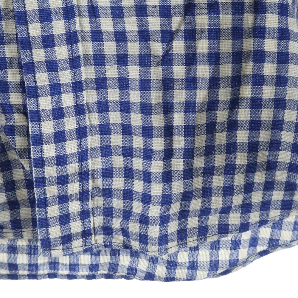 IZOD(アイゾッド) チェック柄 リネンコットン 半袖シャツ ブルー