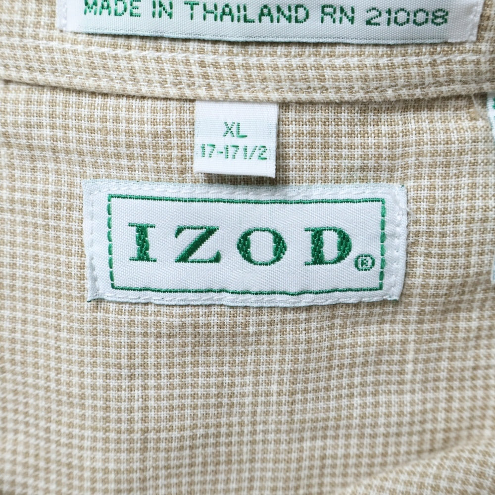 IZOD(アイゾッド) コットンリネン ボタンダウン 半袖シャツ ベージュ