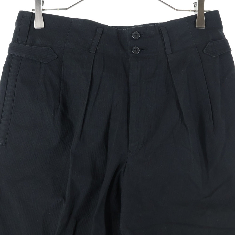 Y's for men(ワイズフォーメン) 90S ストライプデザイン サイドアジャスター コットン ツータックパンツ ブラック MP-P05-019