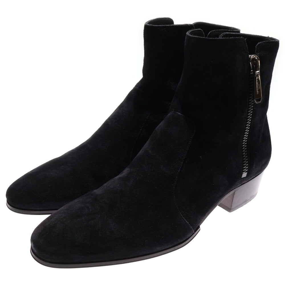 BALMAIN(バルマン) SUEDE BOOTS ダブルサイドジップ スエード ヒールブーツ ブラック W8HC306PCRO