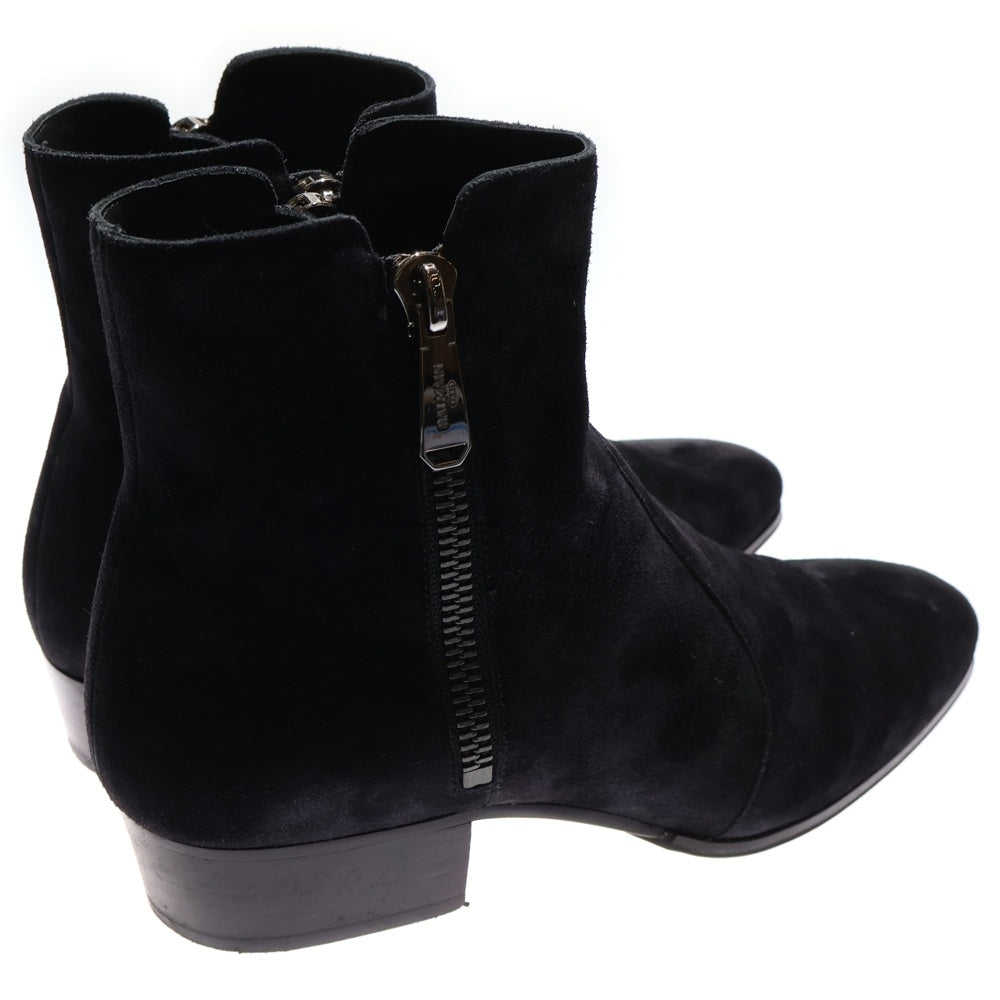 BALMAIN(バルマン) SUEDE BOOTS ダブルサイドジップ スエード ヒールブーツ ブラック W8HC306PCRO