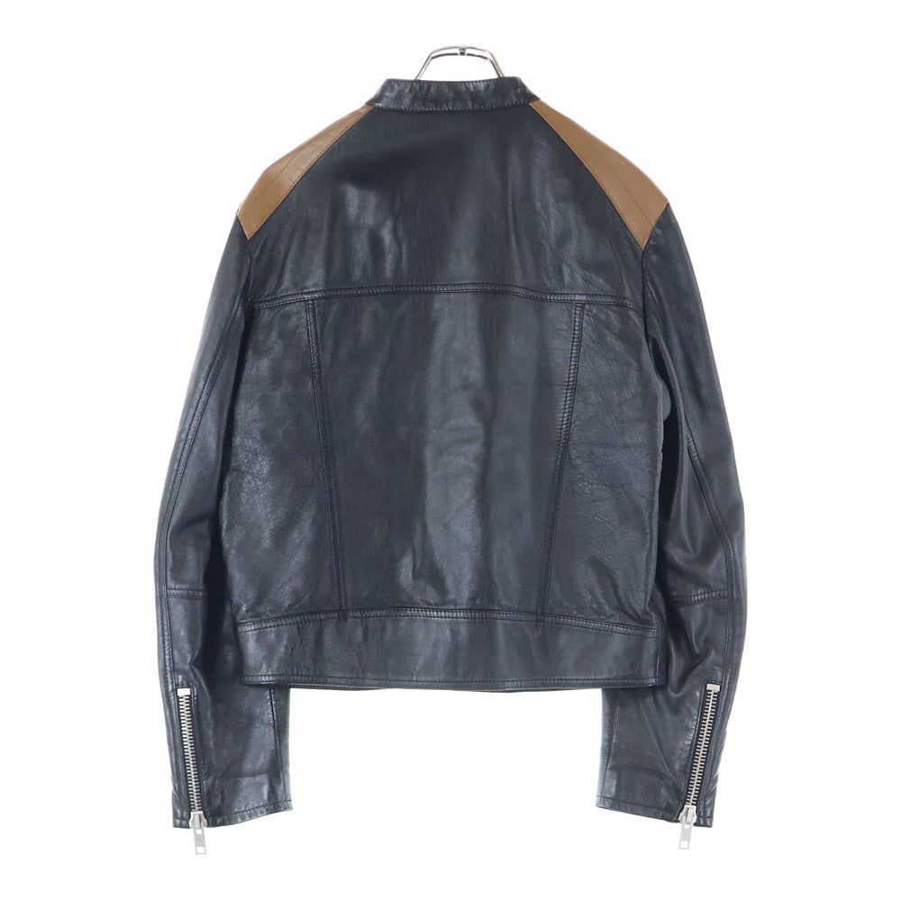 CELINE(セリーヌ) 20AW CAFE RACER JACKET カフェレーサー バイカラー レザージャケット ブラック/ブラウン 2E744280D