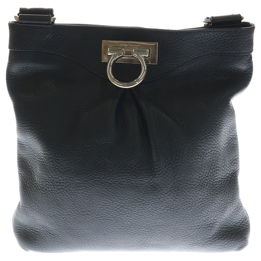 FERRAGAMO(フェラガモ) ガンチーニ レザー ショルダーバッグ ブラック AU‐21/B499 レディース