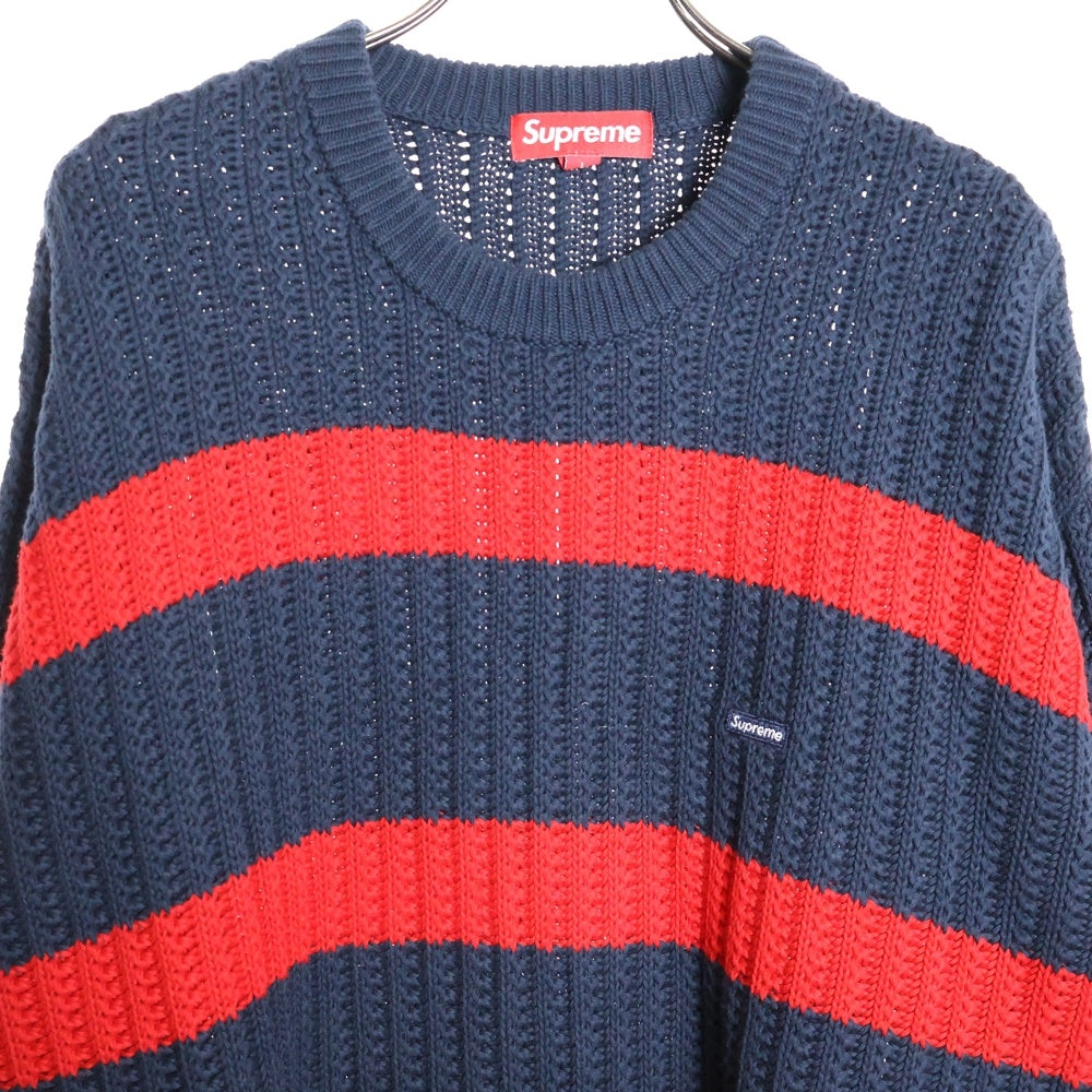 SUPREME(シュプリーム) 25SS Stripe Small Box Sweater ストライプ スモールボックス ニットセーター ネイビー/レッド