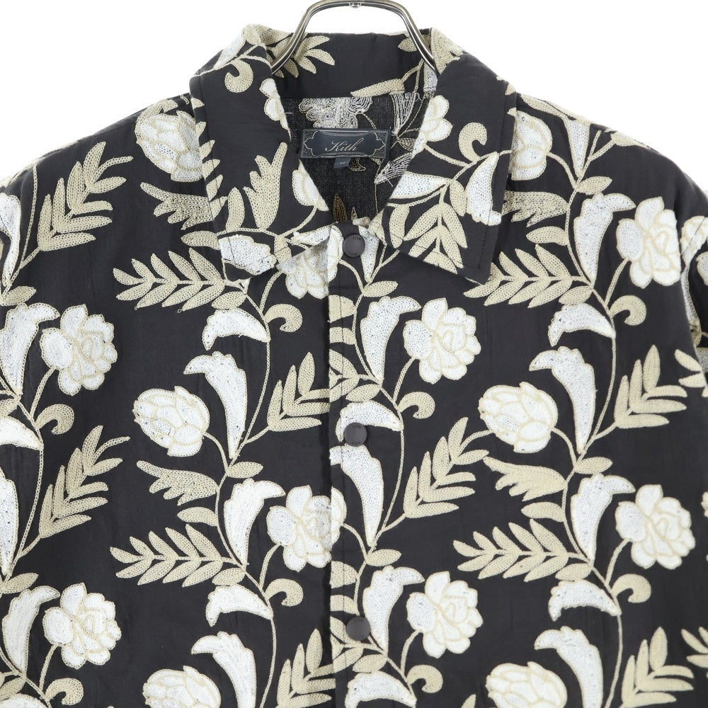 KITH(キス) 25SS Floral Woodpoint shirts フローラル ウッドポイント スナップボタン 半袖シャツ ブラウン 25‐051‐060‐0004