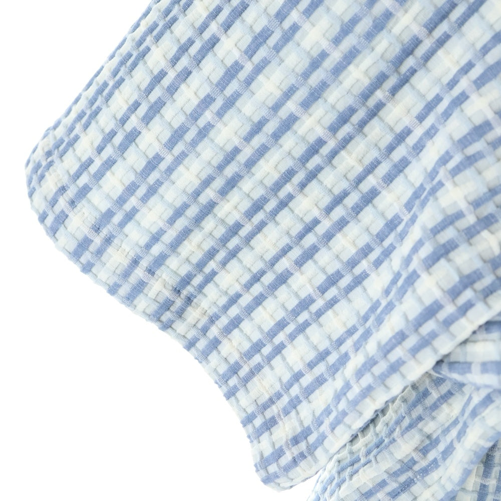 KITH(キス) 25SS Bubble Check Short Sleeve Boxy Collared Overshirt バブルチェック ボクシーシルエット オーバーサイズ 半袖 シャツ ブルー 25‐051‐060