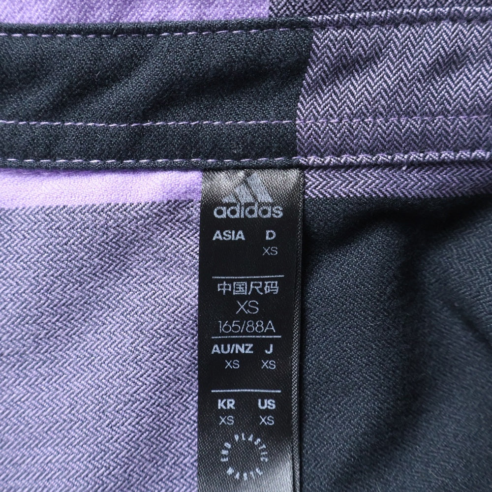 adidas(アディダス) チェック柄 ロングスリーブ レギュラーカラーシャツ パープル/ブラック HS8914
