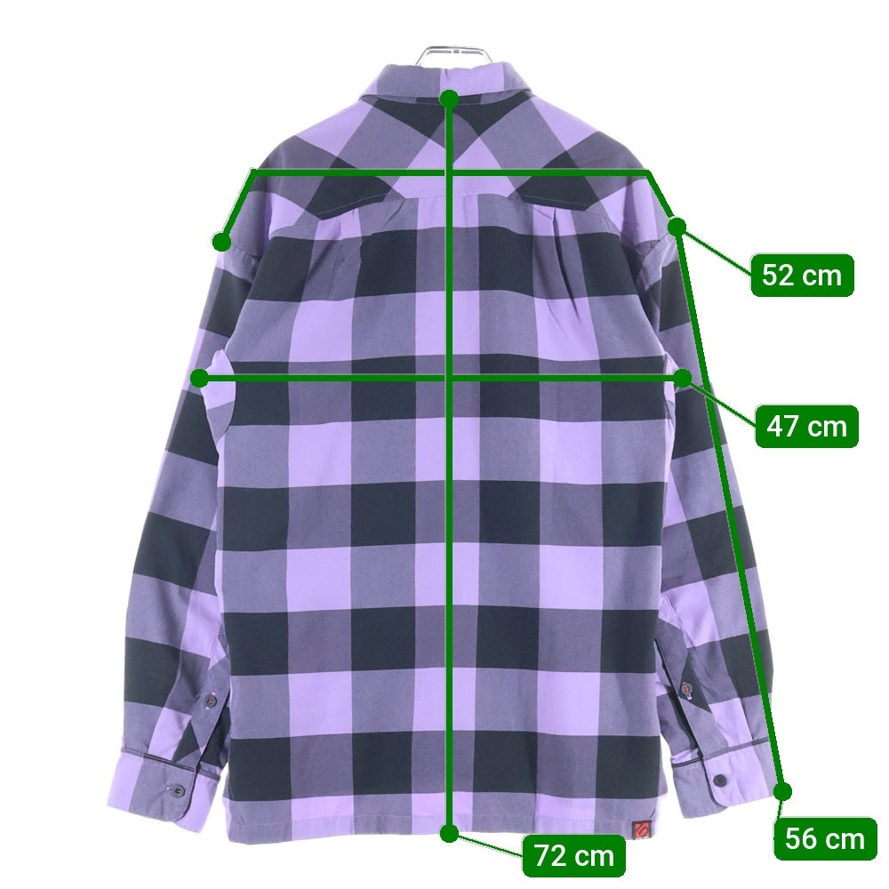 adidas(アディダス) チェック柄 ロングスリーブ レギュラーカラーシャツ パープル/ブラック HS8914