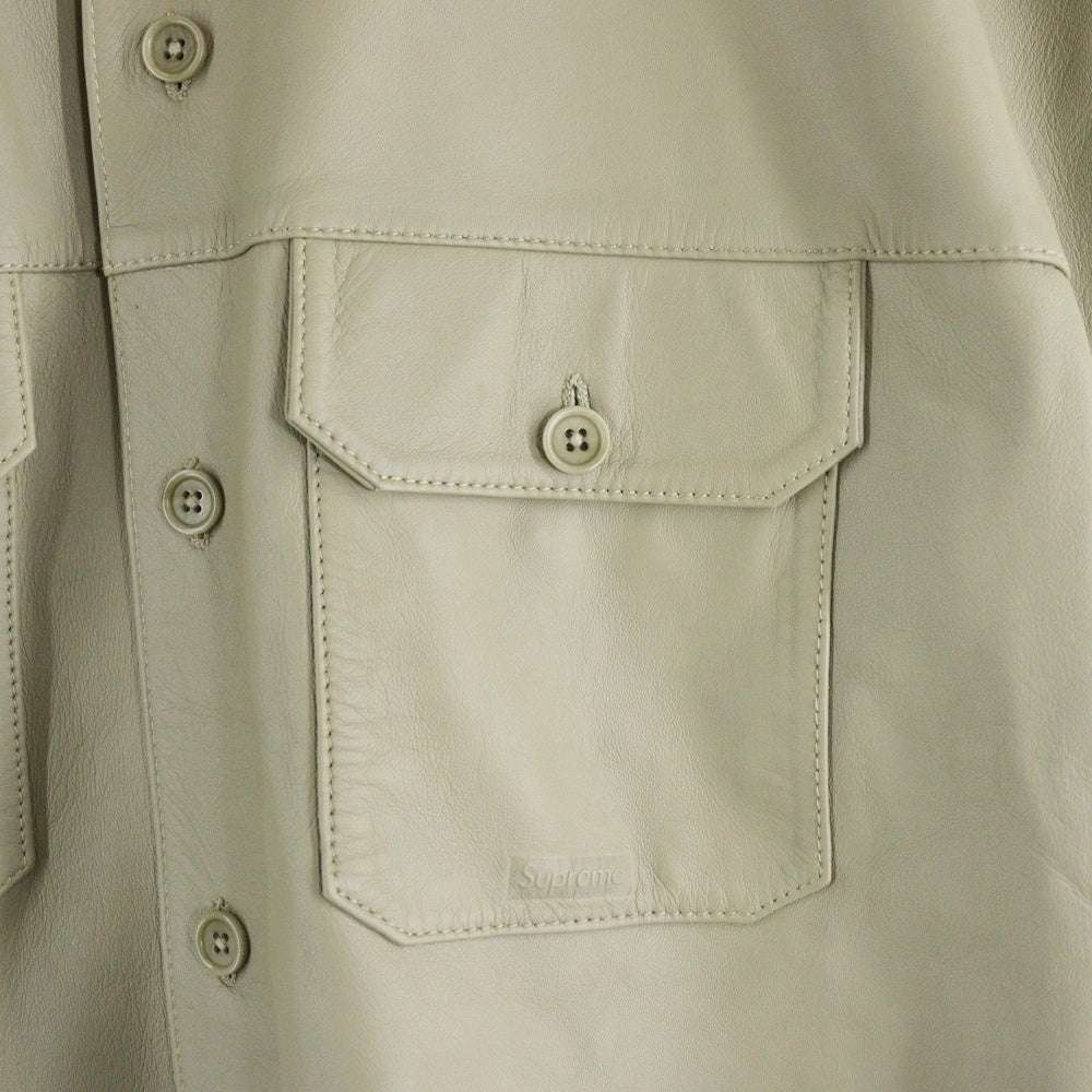 SUPREME(シュプリーム) 23AW S/S Leather Work Shirt ショートスリーブ 半袖 レザーワークシャツ ベージュ