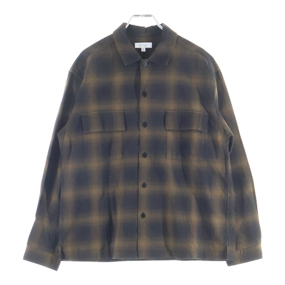 BEAUTY&YOUTH UNITED ARROWS(ビューティーアンドユースユナイテッドアローズ) オンブレチェック ロングスリーブ コットン 長袖シャツ ブラウン 1211-149-7028