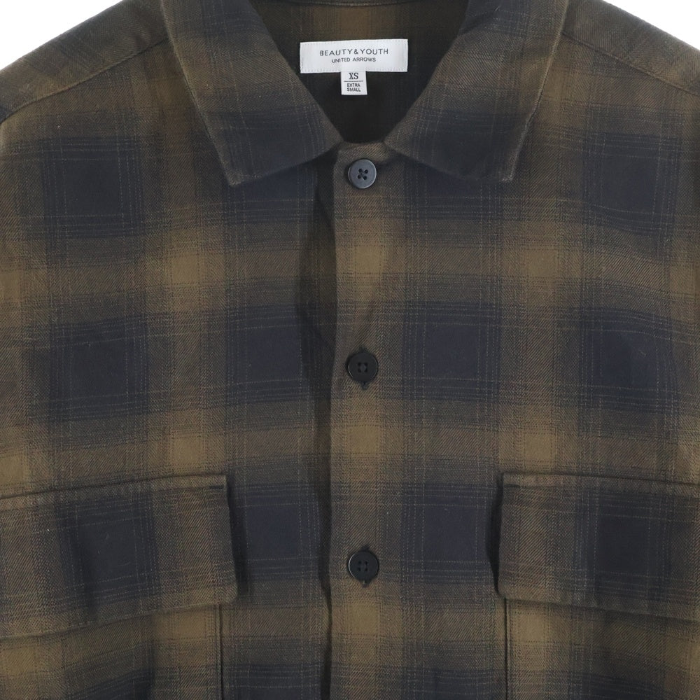 BEAUTY&YOUTH UNITED ARROWS(ビューティーアンドユースユナイテッドアローズ) オンブレチェック ロングスリーブ コットン 長袖シャツ ブラウン 1211-149-7028