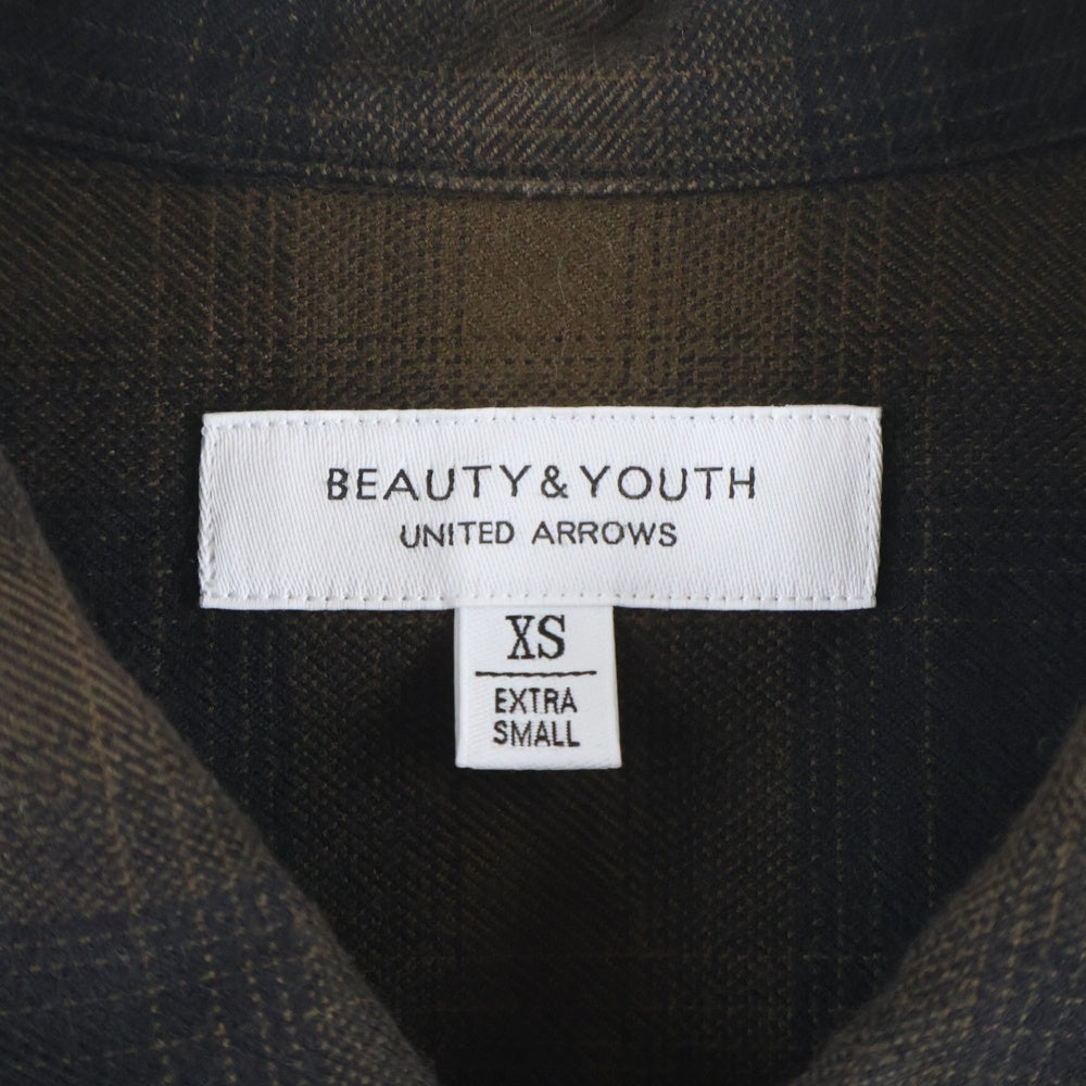 BEAUTY&YOUTH UNITED ARROWS(ビューティーアンドユースユナイテッドアローズ) オンブレチェック ロングスリーブ コットン 長袖シャツ ブラウン 1211-149-7028