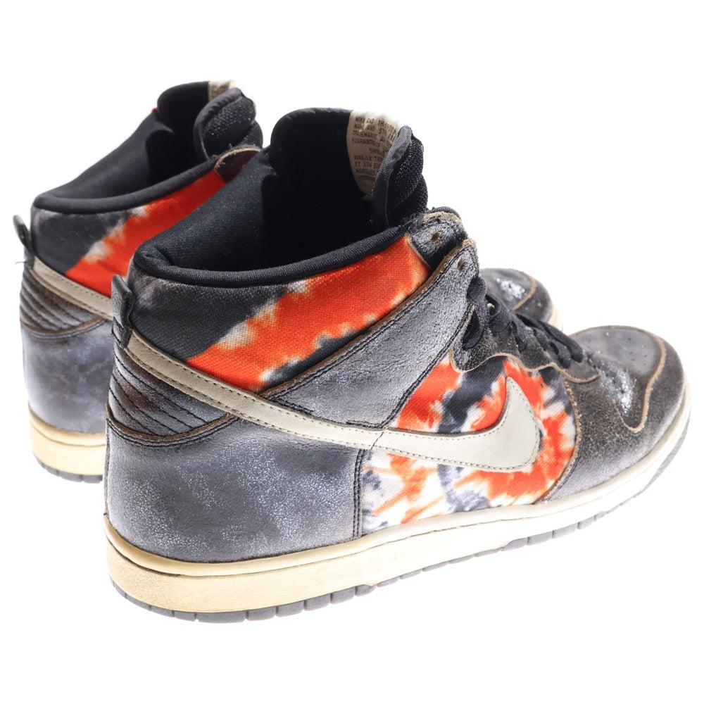 NIKE SB ナイキエスビー 04年製×HUF DUNK HIGH PRO SB TIE-DYE ハフ エスビーダンク ハイカットスニーカー ブラック/オレンジ 305050‐102 US11 NIKE SB(ナイキエスビー) 【観賞用 2004年製】 DUNK HIGH HUF TIE-DYE