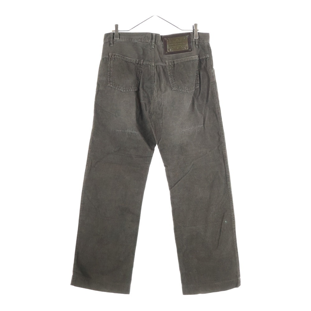 DOLCE & GABBANA(ドルチェアンドガッバーナ) ロゴプレート ジップフライ コーデュロイ ストレートパンツ カーキ P53T 9302