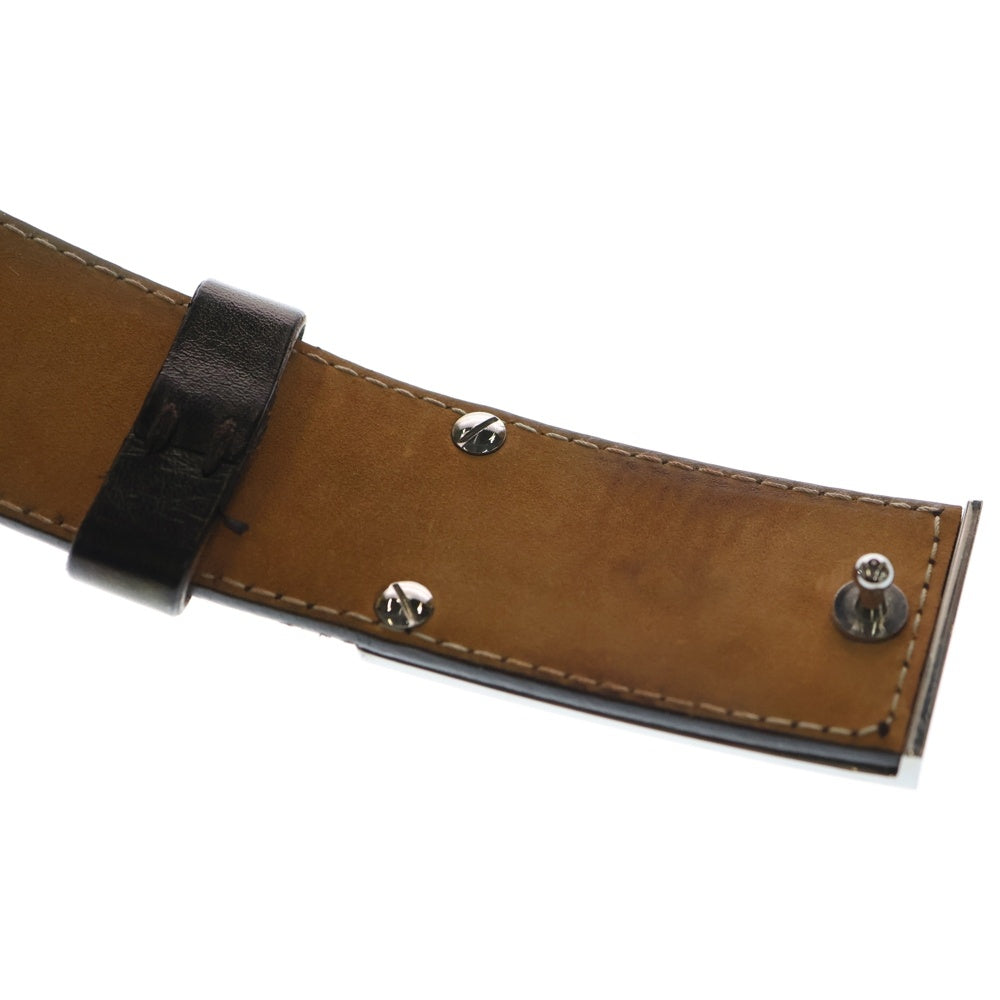 DOLCE & GABBANA(ドルチェアンドガッバーナ) メタルロゴバックル レザーベルト シルバー/ブラウン