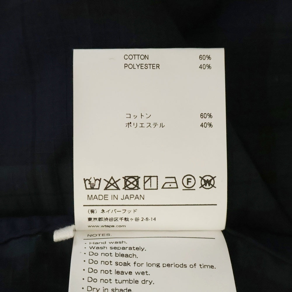 WTAPS(ダブルタップス) 21SS UNION 01 SHIRT ユニオン チェック 半袖シャツ ネイビー/グリーン 211TQDT-SHM03