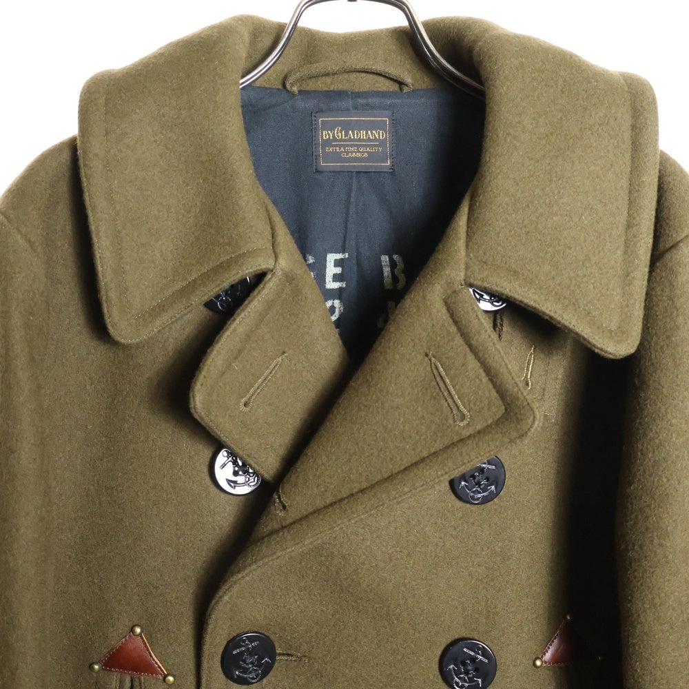 BY GLADHAND(バイグラッドハンド) ノッチドラペル ウール混 ダブル Pコート カーキ BYGH-16-AW-06