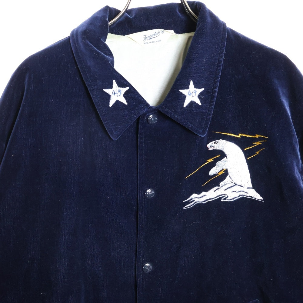 TENDERLOIN(テンダーロイン) バックロゴ刺繍 ベロア ボタンダウン