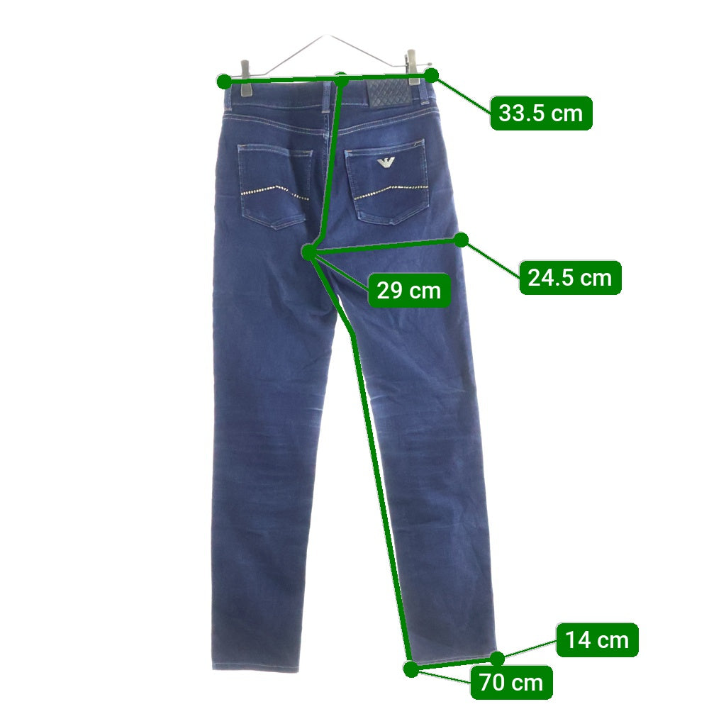 ARMANI(アルマーニ) バックストーンデザイン マルチポケット ジップアップ デニムパンツ インディゴ