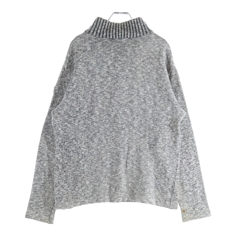 ARMANI(アルマーニ) 胸ラインデザイン ハーフジップ アームロゴデザイン ニット セーター グレー