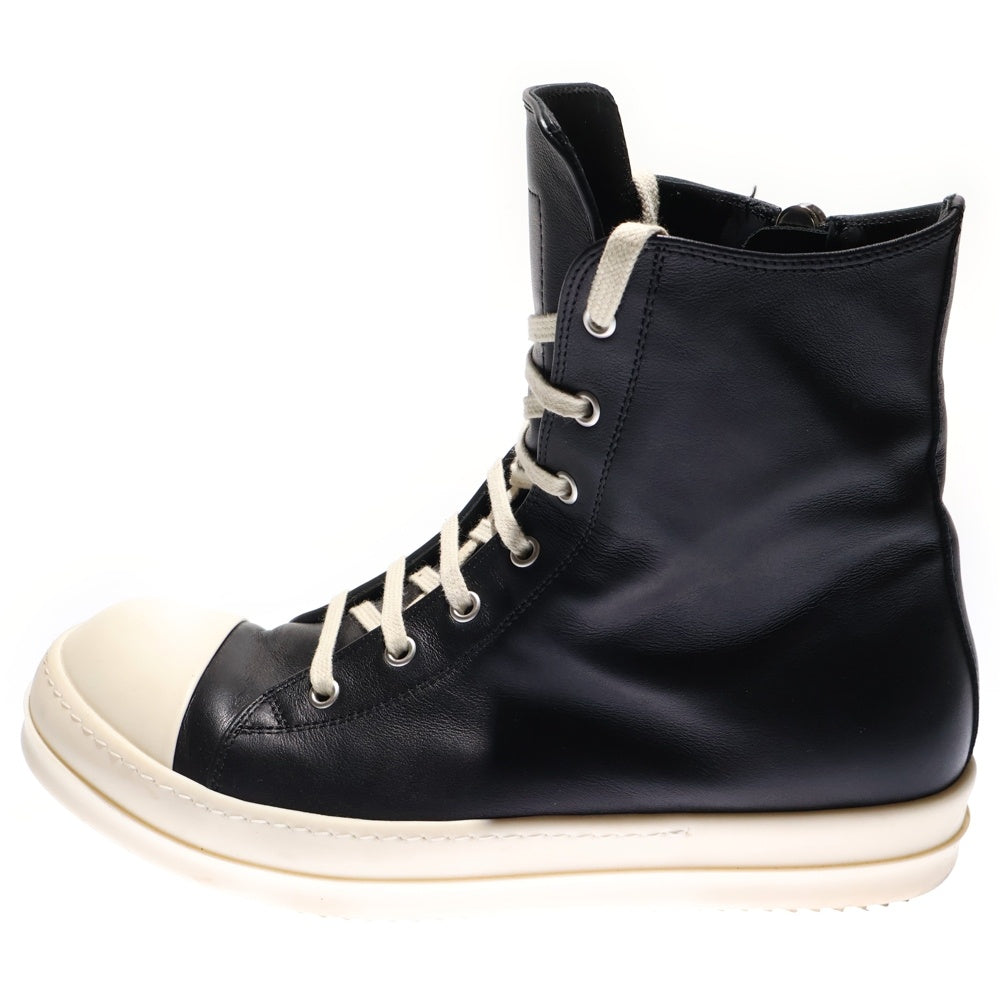 Rick Owens(リックオウエンス) 25SS RAMONES SNEAKERS ラモーンズ レザー ハイカットスニーカー ブラック RU01E5890