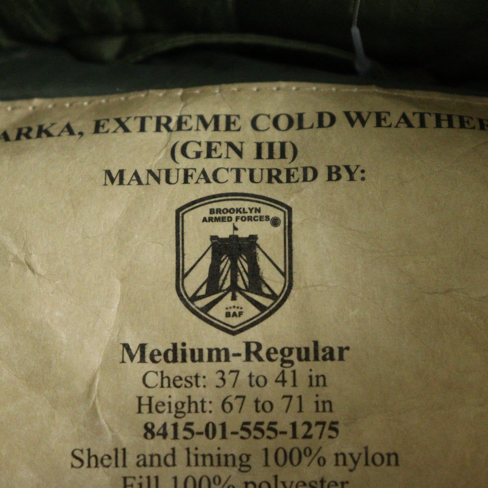 VINTAGE(ヴィンテージ) U.S.ARMY ECWCS GEN III LEVEL7 PRIMALOFT PARKA BAF社製 エクワックス レベル7 プリマロフトパーカー ジップアップ中綿ジャケット カーキ 8415-01-555-1275