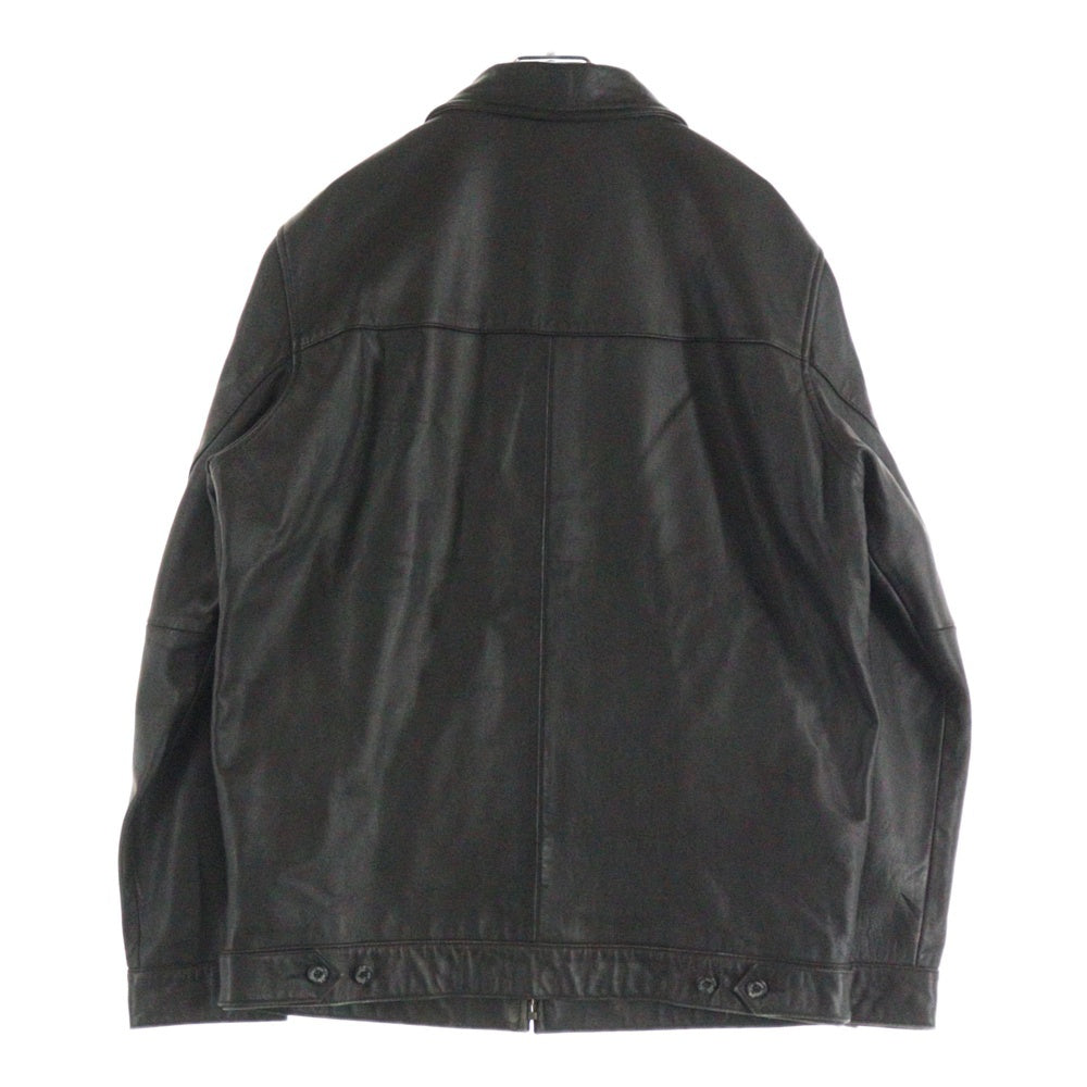 POLO RALPH LAUREN(ポロラルフローレン) 胸ロゴ刺繍 ラムレザージャケット スイングトップ ジップアップブルゾン ダークブラウン JR-RL-CW-0901