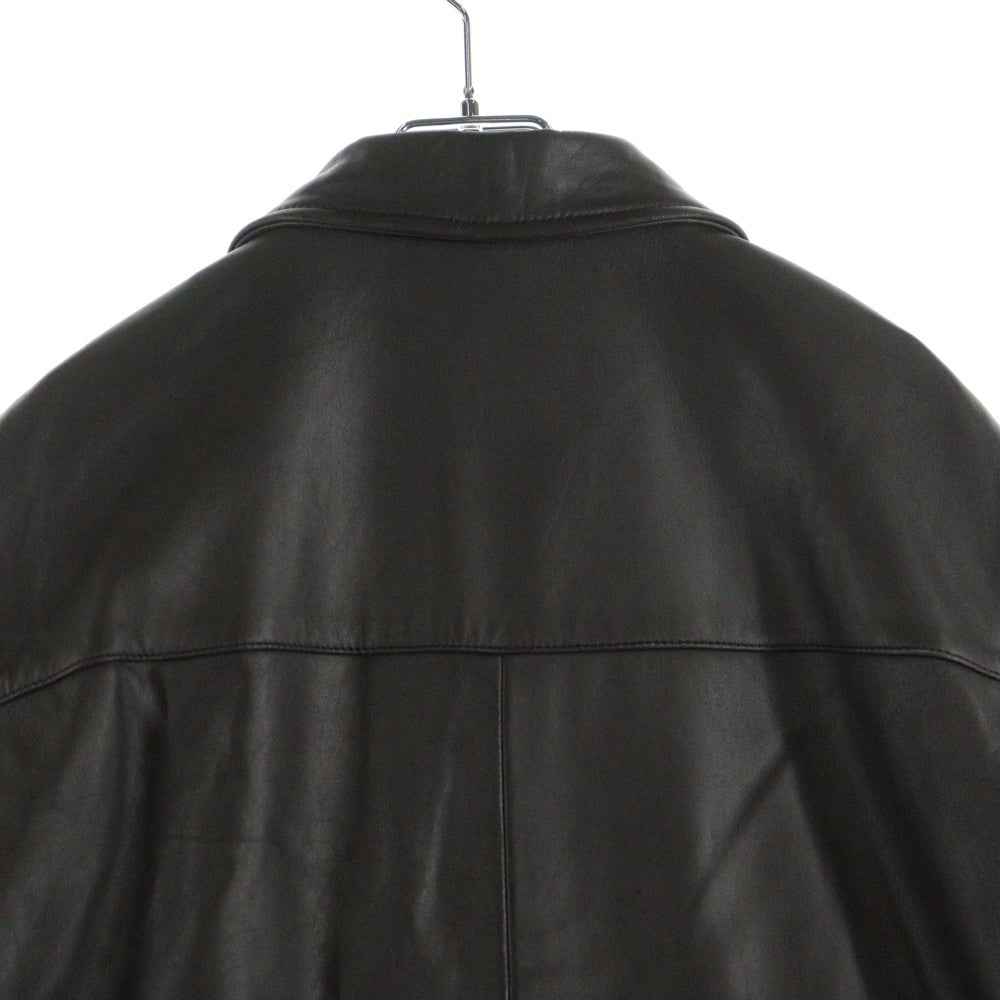 POLO RALPH LAUREN(ポロラルフローレン) 胸ロゴ刺繍 ラムレザージャケット スイングトップ ジップアップブルゾン ダークブラウン JR-RL-CW-0901