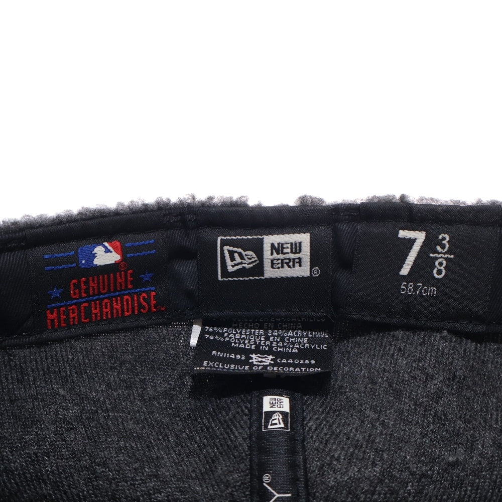 NEW ERA(ニューエラ) NY ニューヨークヤンキース ロゴ刺繍 ボアフリースベースボールキャップ 帽子 グレー
