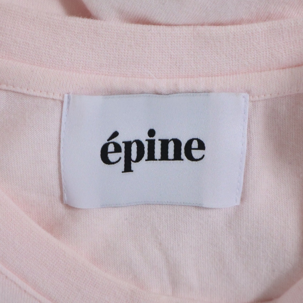 epine(エピネ) ロゴ刺繍 クルーネック 長袖Tシャツ カットソー ピンク レディース KF223