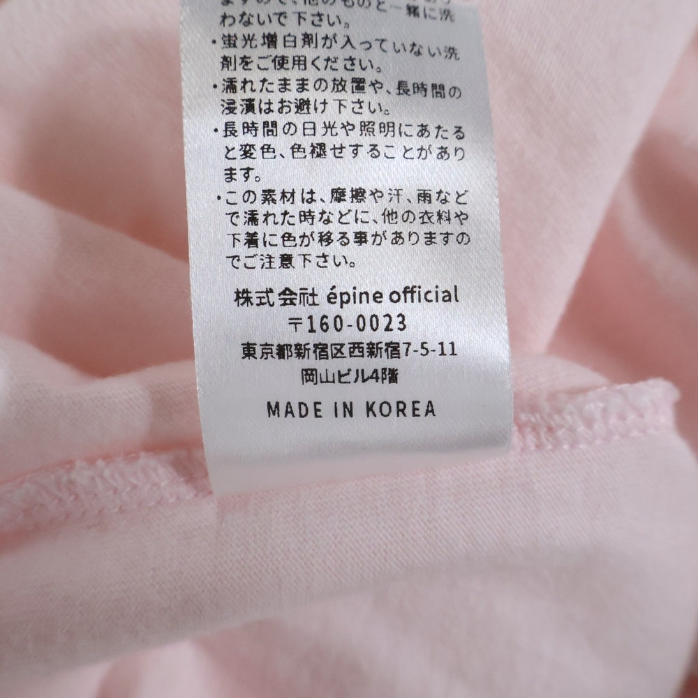 epine(エピネ) ロゴ刺繍 クルーネック 長袖Tシャツ カットソー ピンク レディース KF223