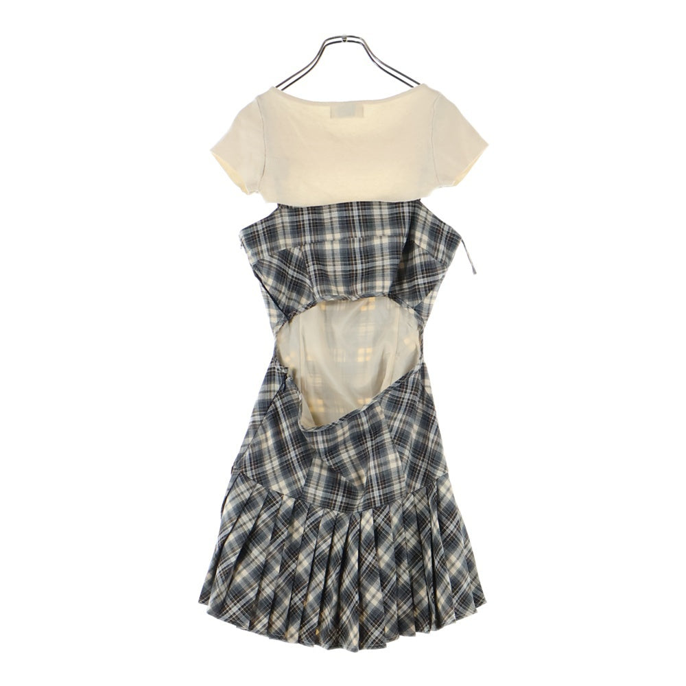 NO BRAND(ノーブランド) ANDMARY アンドマリー KHY CHECK SET ショート丈ニットセット チェック柄 プリーツ ミニワンピース ベージュ/ブラウン レディース AM1015