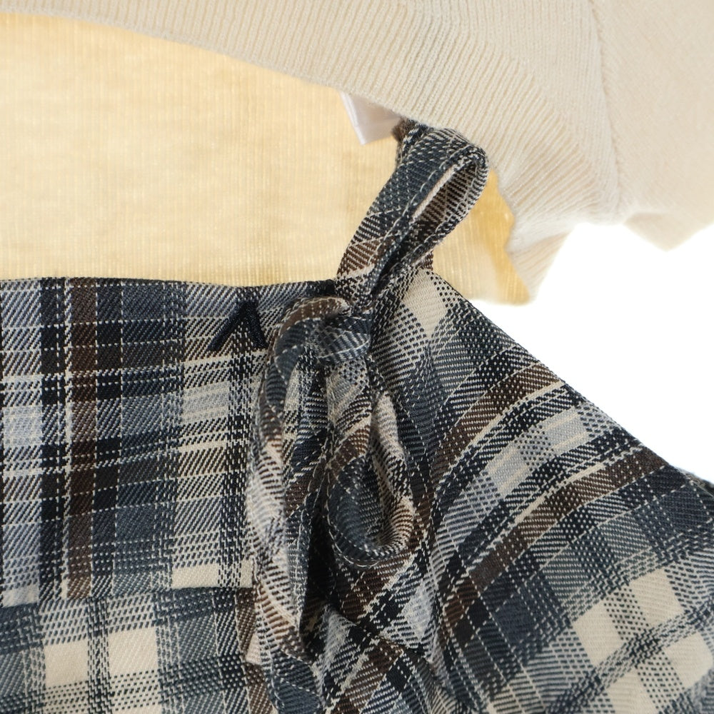 NO BRAND(ノーブランド) ANDMARY アンドマリー KHY CHECK SET ショート丈ニットセット チェック柄 プリーツ ミニワンピース ベージュ/ブラウン レディース AM1015