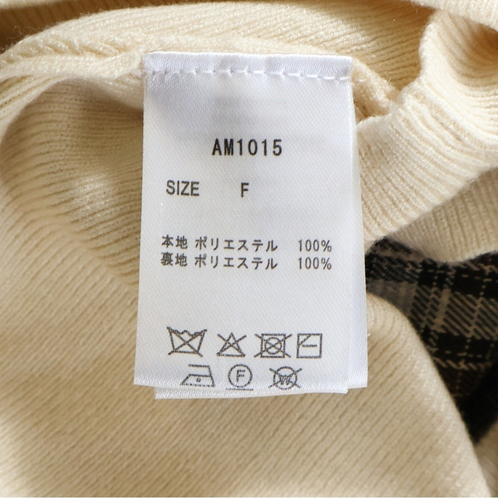 NO BRAND(ノーブランド) ANDMARY アンドマリー KHY CHECK SET ショート丈ニットセット チェック柄 プリーツ ミニワンピース ベージュ/ブラウン レディース AM1015