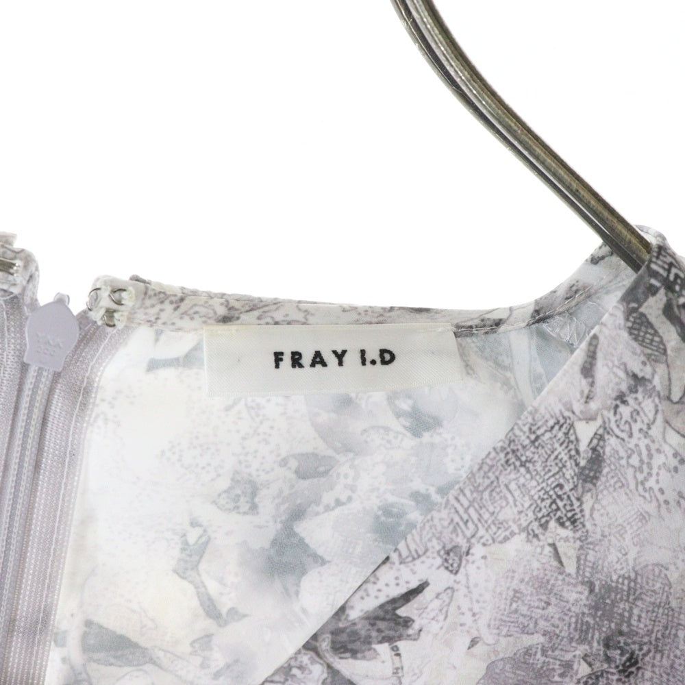 FRAY I.D(フレイ アイディー) 総柄プリント ラッフルカラー ワンピース グレー FWFO241085 レディース