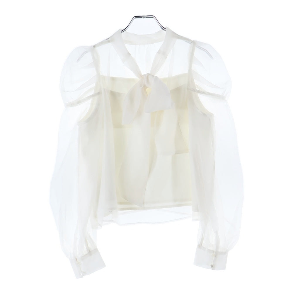 NO BRAND(ノーブランド) MERCYRYDUO マーキュリーデュオ キャミソール付き シースルー ロングスリーブブラウス レディース ホワイト 002450400201-01