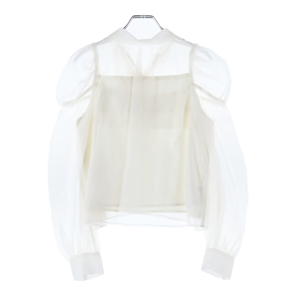 NO BRAND(ノーブランド) MERCYRYDUO マーキュリーデュオ キャミソール付き シースルー ロングスリーブブラウス レディース ホワイト 002450400201-01