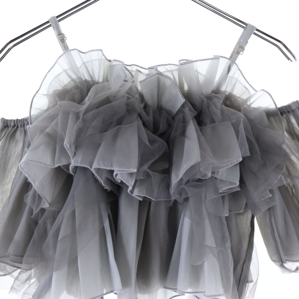 NO BRAND(ノーブランド) MERCURYDUO マーキュリーデュオ チュールフリルトップス グレー レディース 002430400601