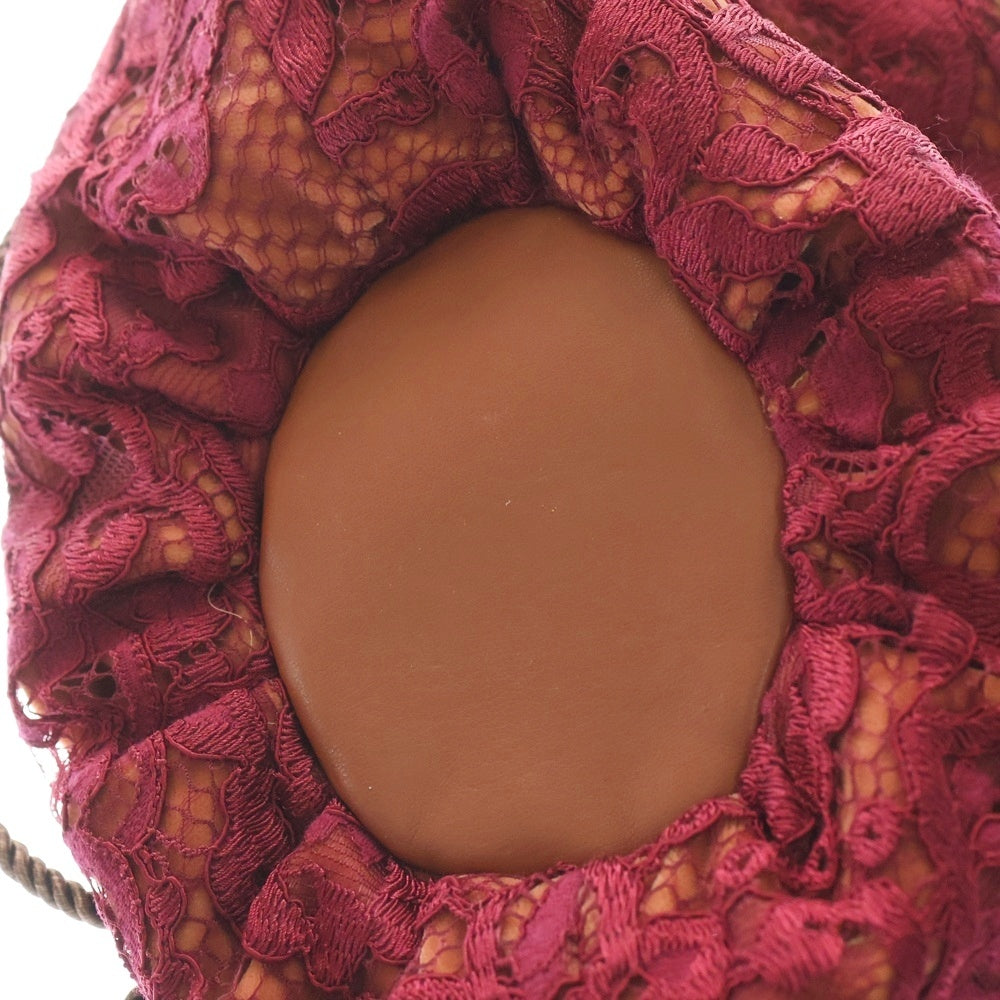 NO BRAND(ノーブランド) CONTROL FREAK コントロールフリーク レースデザイン 巾着バッグ ブラウン/レッド レディース