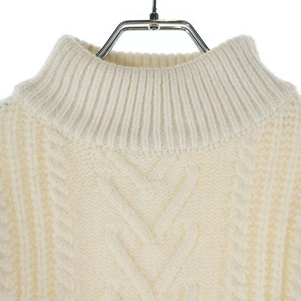 NO BRAND(ノーブランド) M me eme エムミーエメ KNIT SWEATER アームリボン ケーブル編みニット セーター アイボリー レディース 10249
