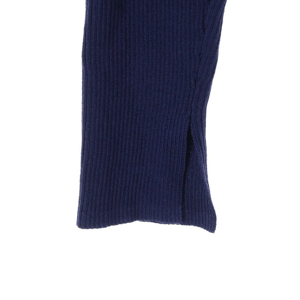 NO BRAND(ノーブランド) NATURAL BEAUTY BASIC ナチュラルビューティーベーシック 24SS リボンタイ付き リブニット セーター ネイビー レディース 017-4170347