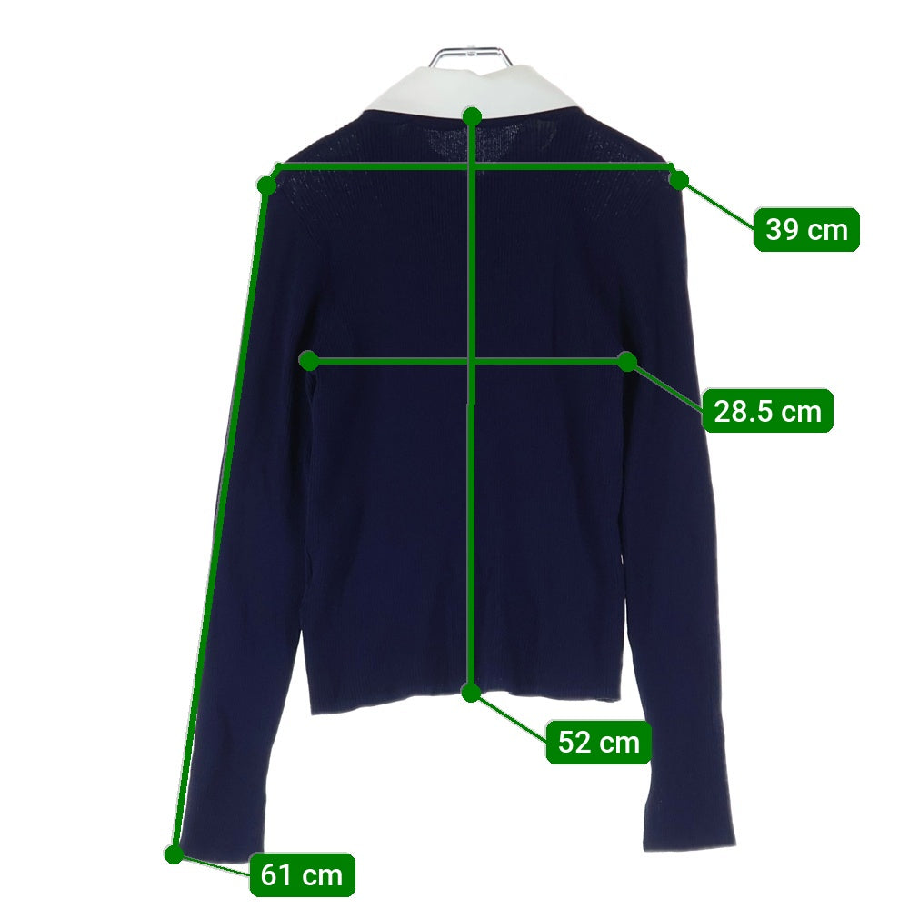 NO BRAND(ノーブランド) NATURAL BEAUTY BASIC ナチュラルビューティーベーシック 24SS リボンタイ付き リブニット セーター ネイビー レディース 017-4170347