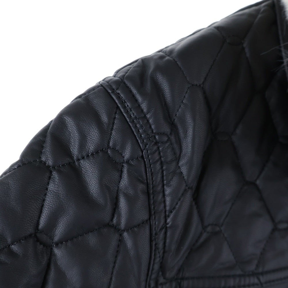 NO BRAND(ノーブランド) TITTY&CO. ティティーアンドコー ファー着脱 キルティング ショートジャケット ブラック レディース