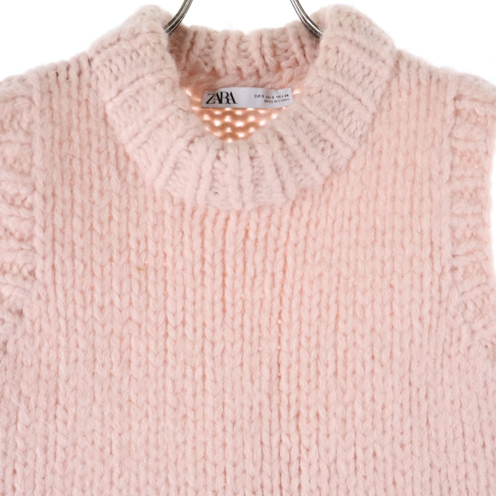 ZARA(ザラ) ケーブル編み ローゲージ ニットベスト ピンク レディース 2142/002/621